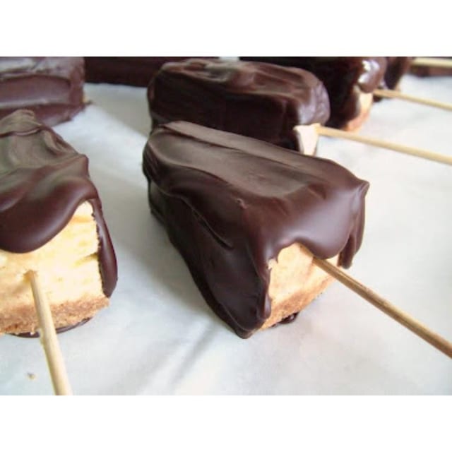 Chocolate Dipped Whipped Cheesecake Pop.
